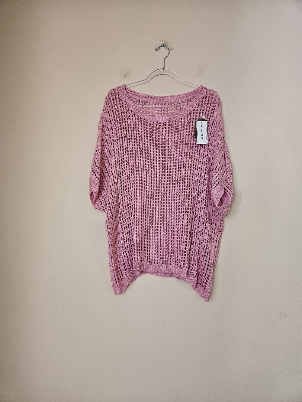 Lightweight Pink Open-Knit Women's Sweater, Size XXL